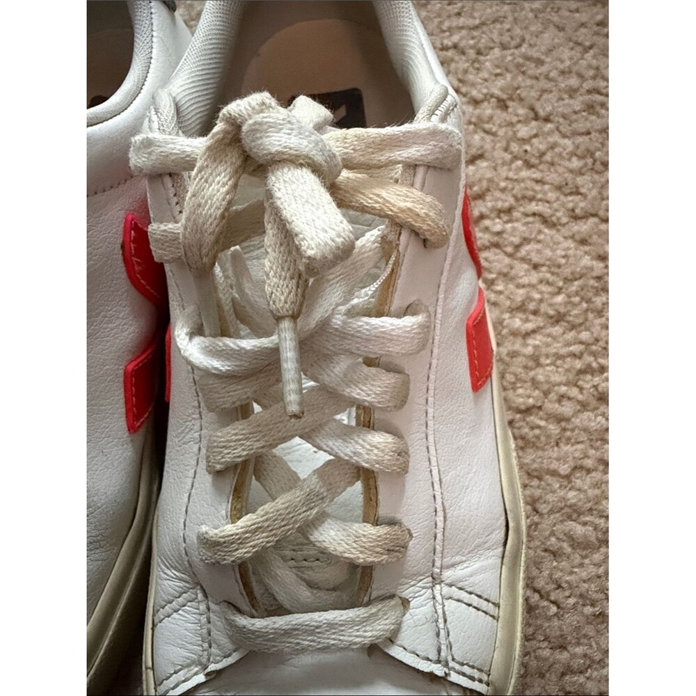 Veja Campo Leather White Orange Navy Sneakers Sz 8 - Picture 3 of 12